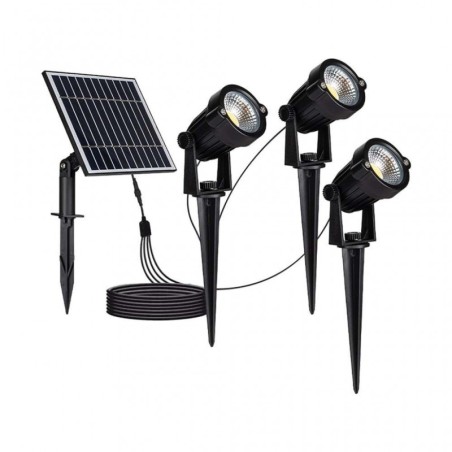 V-TAC PICCHETTO SOLARE LED 3x1,2W 3000K IP65 NERO - SKU: 20489 -VT-11032