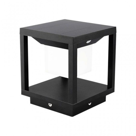 V-TAC PILASTRINO SOLARE LED CON SENSORE DI MOVIMENTO 3000K NERO IP65 - SKU: 6805 - 11022-B