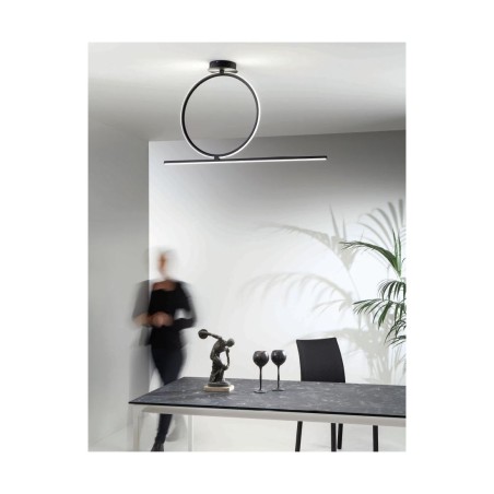 PLAFONIERA MODERNA ACROBAT CON CERCHIO MEDIO LED 35W NERA  DIMMERABILE ONDALUCE