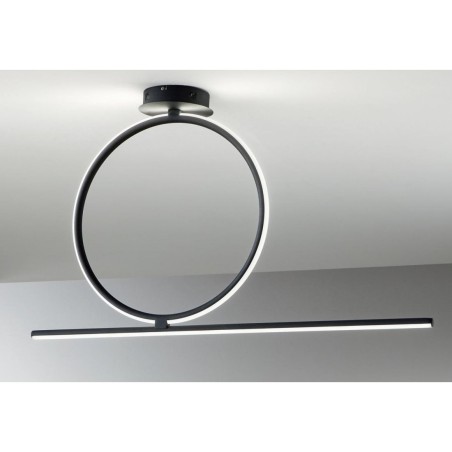 PLAFONIERA MODERNA ACROBAT CON CERCHIO MEDIO LED 35W NERA  DIMMERABILE ONDALUCE