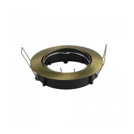 V-TAC PORTAFARETTO LED DA INCASSO ROTONDO GU10 FORO Ø:74mm ORIENTABILE 30° ORO - SKU: 8579 - VT-779RD