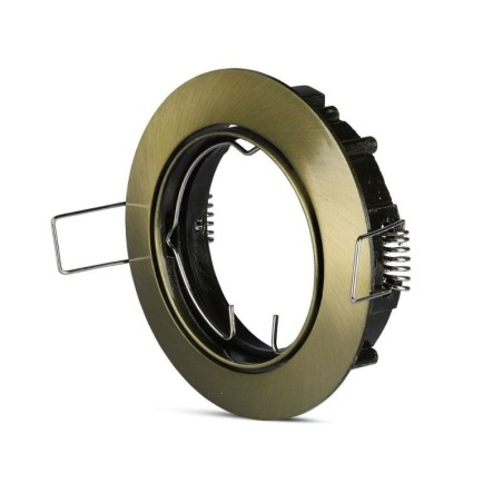 V-TAC PORTAFARETTO LED DA INCASSO ROTONDO GU10 FORO Ø:74mm ORIENTABILE 30° ORO - SKU: 8579 - VT-779RD