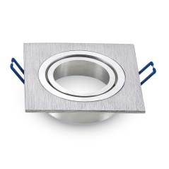 V-TAC PORTAFARETTO LED DA INCASSO QUADRATO INC:75x75mm GU10 ORIENTABILE 15° ALLUMINIO SPAZZOLATO - SKU: 3606 - VT-782SQ