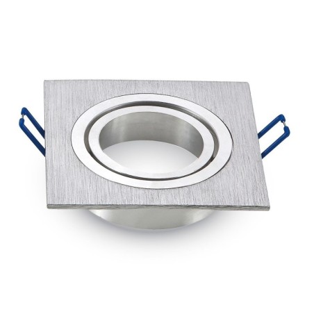 V-TAC PORTAFARETTO LED DA INCASSO QUADRATO INC:75x75mm GU10 ORIENTABILE 15° ALLUMINIO SPAZZOLATO - SKU: 3606 - VT-782SQ