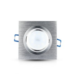 V-TAC PORTAFARETTO LED DA INCASSO QUADRATO INC:75x75mm GU10 ORIENTABILE 15° ALLUMINIO SPAZZOLATO - SKU: 3606 - VT-782SQ