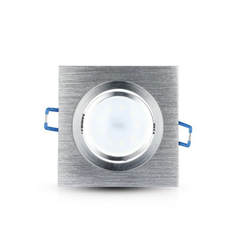 V-TAC PORTAFARETTO LED DA INCASSO QUADRATO INC:75x75mm GU10 ORIENTABILE 15° ALLUMINIO SPAZZOLATO - SKU: 3606 - VT-782SQ