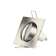 V-TAC PORTAFARETTO LED DA INCASSO QUADRATO GU10 FORO Ø:74mm ORIENTABILE 15° NIKEL SATINATO - SKU: 3591 - VT-779SQ