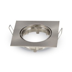 V-TAC PORTAFARETTO LED DA INCASSO QUADRATO GU10 FORO Ø:74mm ORIENTABILE 15° NIKEL SATINATO - SKU: 3591 - VT-779SQ