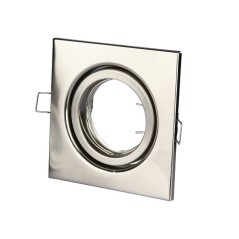 V-TAC PORTAFARETTO LED DA INCASSO QUADRATO GU10 FORO Ø:74mm ORIENTABILE 15° NIKEL SATINATO - SKU: 3473 - VT-7227