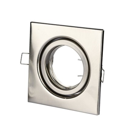 V-TAC PORTAFARETTO LED DA INCASSO QUADRATO GU10 FORO Ø:74mm ORIENTABILE 15° NIKEL SATINATO - SKU: 3473 - VT-7227