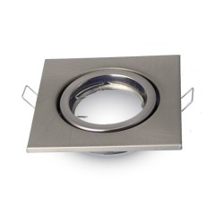 V-TAC PORTAFARETTO LED DA INCASSO QUADRATO GU10 FORO Ø:74mm ORIENTABILE 15° NIKEL SATINATO - SKU: 3473 - VT-7227