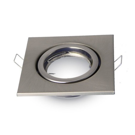 V-TAC PORTAFARETTO LED DA INCASSO QUADRATO GU10 FORO Ø:74mm ORIENTABILE 15° NIKEL SATINATO - SKU: 3473 - VT-7227