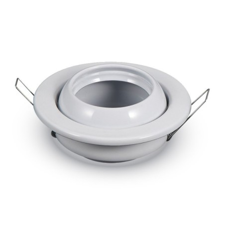 V-TAC PORTAFARETTO LED DA INCASSO ROTONDO GU10 FORO Ø:90mm ORIENTABILE 45° BIANCO - SKU: 3593 - VT-780RD