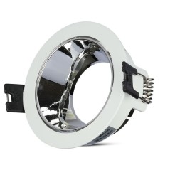 V-TAC PORTAFARETTO LED DA INCASSO ROTONDO GU10 FORO Ø:72mm ORIENTABILE 15° BIANCO INTERNO CROMO - SKU: 3156 - VT-872