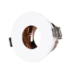 V-TAC PORTAFARETTO LED DA INCASSO ROTONDO GU10 FORO Ø:75mm ORIENTABILE 15° BIANCO INTERNO RAME - SKU: 3159 - VT-873