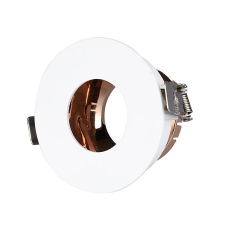 V-TAC PORTAFARETTO LED DA INCASSO ROTONDO GU10 FORO Ø:75mm ORIENTABILE 15° BIANCO INTERNO RAME - SKU: 3159 - VT-873