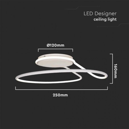 V-TAC PLAFONIERA LED 24W 4000K 2560LM ROTONDA Ø:250mm BIANCO - SKU: 6997 - VT-7784