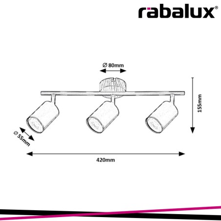 Lampada da interno Edmund in metallo con faretti 3xgu10 nero/rovere RABALUX