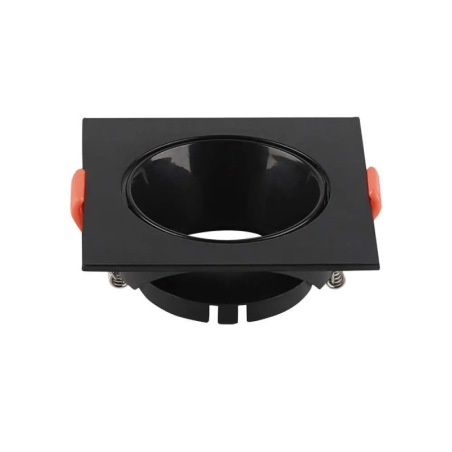 V-TAC PORTAFARETTO LED DA INCASSO QUADRATO GU10 FORO Ø:72mm NERO CON INTERNO NERO - SKU: 6652 - VT-932