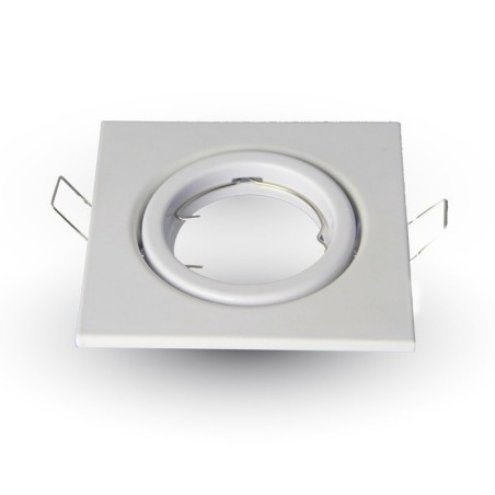 V-TAC PORTAFARETTO LED DA INCASSO QUADRATO GU10 FORO Ø:74mm ORIENTABILE 15° BIANCO - SKU: 3472 - VT-7227