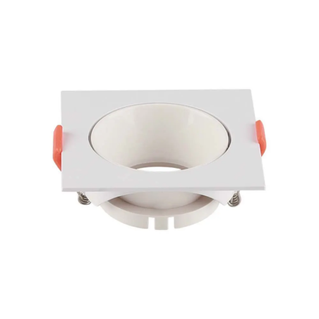 V-TAC PORTAFARETTO LED DA INCASSO QUADRATO GU10 FORO Ø:72mm BIANCO CON INTERNO BIANCO -SKU: 6650 - VT-932