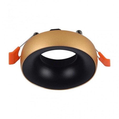 V-TAC PORTAFARETTO LED DA INCASSO ROTONDO GU10 FORO Ø:60mm ORO CON RIFLETTORE NERO - SKU: 6697 - VT-980