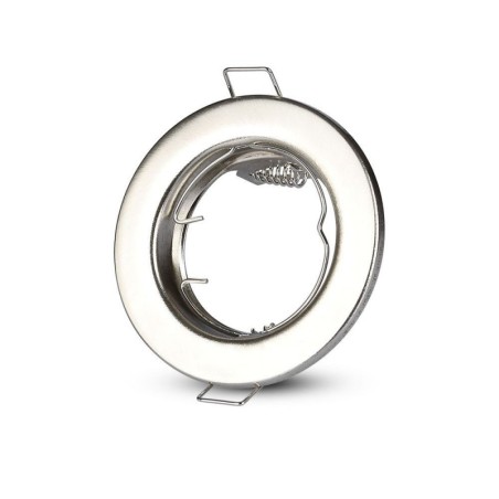 V-TAC PORTAFARETTO LED DA INCASSO ROTONDO GU10 FORO Ø:65mm NICHEL SATINATO - SKU: 3585 - VT-778