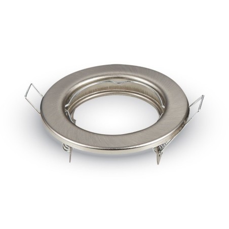 V-TAC PORTAFARETTO LED DA INCASSO ROTONDO GU10 FORO Ø:65mm NICHEL SATINATO - SKU: 3585 - VT-778