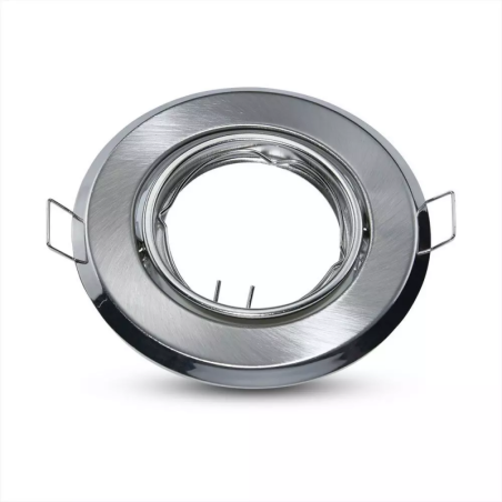 V-TAC PORTAFARETTO LED DA INCASSO ROTONDO GU10 FORO Ø:65mm ORIENTABILE NICHEL SATINATO - BOX DA 2 - SKU: 8939 - VT-817