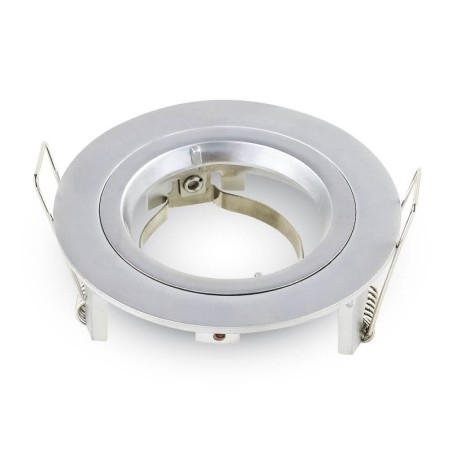 V-TAC PORTAFARETTO LED DA INCASSO ROTONDO GU10 FORO Ø:73mm GRIGIO METALLIZZATO - SKU: 3644 - VT-774