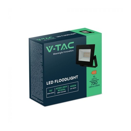 V-TAC PROIETTORE LED 10W 4000K 730LM IP65 E-SERIES DRIVER INTEGRATO NERO - SKU: 23972 - VT-44012