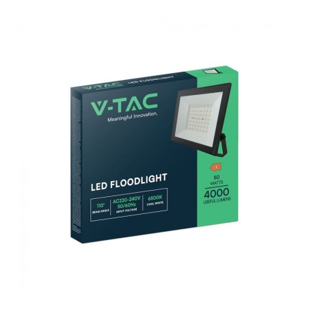 V-TAC PROIETTORE LED 50W 4000K 4000LM IP65 E-SERIES DRIVER INTEGRATO NERO - SKU: 23988 - VT-44054
