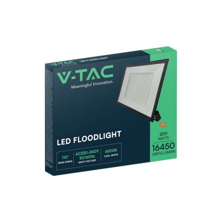 V-TAC PROIETTORE LED 200W 6500K 16450LM IP65 E-SERIES DRIVER INTEGRATO NERO - SKU: 23977 - VT-44208