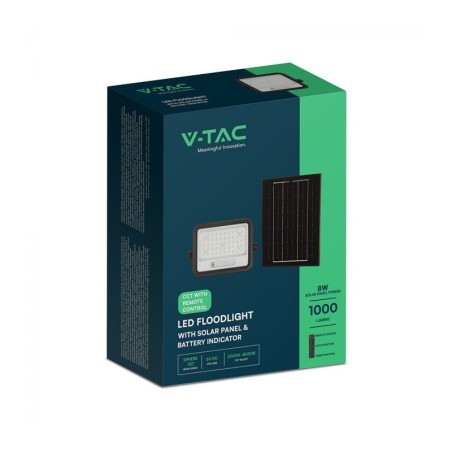 V-TAC PROIETTORE LED 100W CCT 2000K-8000K 1000LM IP65 PANNELLO SOLARE TELECOMANDO E SENSORE CREPUSCOLARE - SKU: 24083 - VT-54W