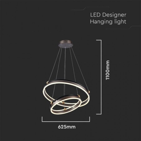 V-TAC SOSPENSIONE LED 50W 3000K CON DUE CERCHI CAFFE' - SKU: 23096 - VT-7578
