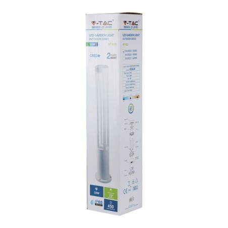 VTAC PALETTO LED DA ESTERNO 10W 4000K IP65 H 80cm BIANCO - SKU: 8326 - VT-820