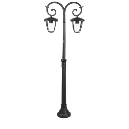 VTAC LAMPIONE CON 2 LANTERNE H 141cm PORTALAMPADA E27 NERO IP44 - SKU: 7061 - VT-738