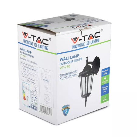 VTAC LANTERNA A MURO CON PORTALAMPADA E27 BIANCA IP44 - SKU: 7069 - VT-750